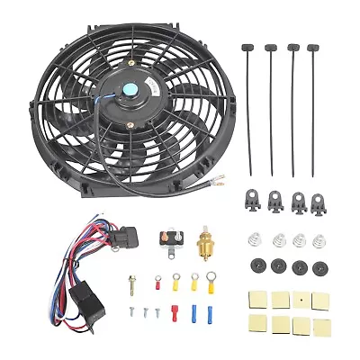 12  High 800+CFM Electric Radiator Fan & Thermostat Switch Relay Mount Kit Black • $28.99