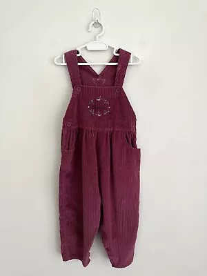 Vintage Osh Kosh Girl's Embroidered Corduroy Overalls Berry 3 T Made In Honduras • $76.50