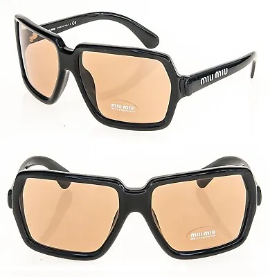 MIU MIU CORE MU06WS Black Geometric Square Oversized Fashion Sunglasses 06W • $262.80