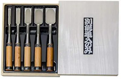 £223.01 • Buy Set Of Five Chisel With Wood Box Carpenter Tool Japanese NOMI Very Sharp F/S
