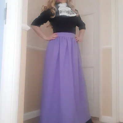 Long Lavender Skirt Victorian Edwardian Regency Fancy Dress Costume M 10-14 New • £23.99