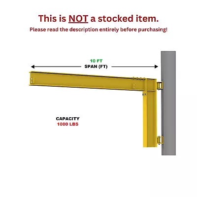 Gorbel Cantilever Jib Crane - 1/2 Ton Capacity Span 10 Ft Wall Mounted • $2040