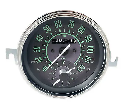 $275 • Buy VW BUG BUS GHIA 120 MPH ODOMETER SPEEDOMETER W/COMBO CLOCK GREEN NUMERICAL FACE