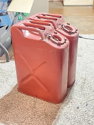 Lot 2 Vintage Red 5 Gallon Jerry Metal Cans Can USMC DOT 1973 & 1974 • $99