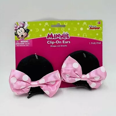 Minnie Mouse Clip-On Ears Black Pink Polka Dot Bows Disney Halloween Costume New • $4.99