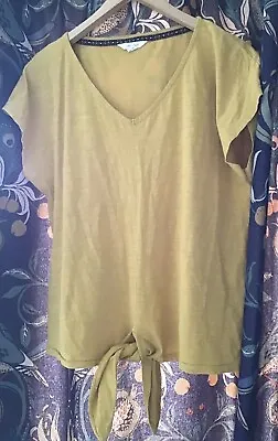 £8.99 • Buy White Stuff Ladies Mustard Yellow T-shirt Top Size 14 Tie Front Detail
