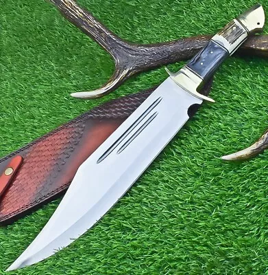 21  Custom Handmade D2 Steel Hunting Knife Large Bowie Knife W/Stag Handle 7938 • $31.09