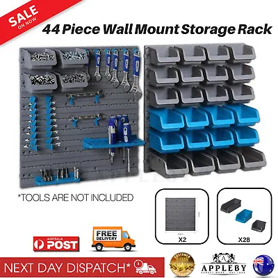 $40.25 • Buy Wall Mounted Tool Storage Rack Set Peg Board Garage Shed Organiser 28 Bins Bolts