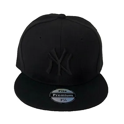 $13.45 • Buy NEW Mens New York Yankees Baseball Cap Fitted Hat Multi Size Black W/ Black Logo