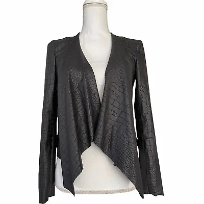 BLANKNYC Small Faux Reptile Drape Open Waterfall Jacket Black Assymetrical #G163 • $47.57