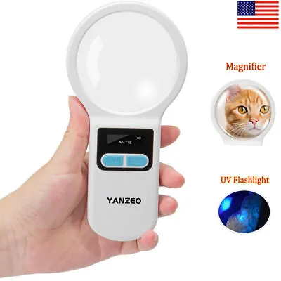 RFID Pet Tag ID Scanner Animal FDX-B Microchip Reader W/ Magnifier+UV Flashlight • $31.55