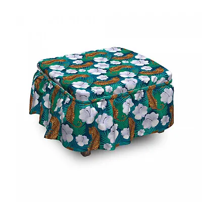 $49.99 • Buy Ambesonne Tropical Summer Ottoman Cover 2 Piece Slipcover Set And Ruffle Skirt