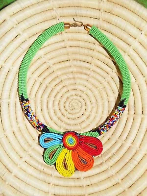 African Maasai Beaded Pendant Choker Necklace Ethnic Boho Masai Massai Jnop23 • $17.97