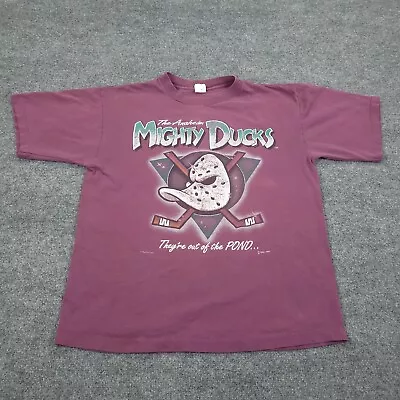 VINTAGE Anaheim Mighty Ducks Shirt Mens Extra Large Purple 90s Single Stitch • $34.66