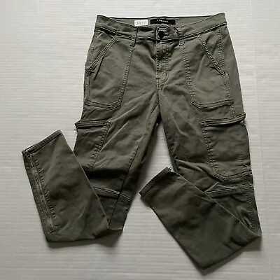 J BRAND Pants Womens 27 Army Green Mid Rise Cargo Ankle Zip Utility Skinny • $24.99
