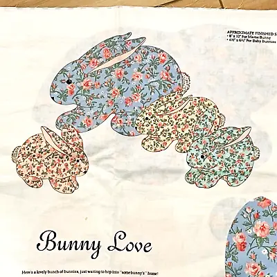 Vtg Cranston Cut & Sew Fabric BUNNY LOVE Rabbit Print Craft Sewing Pillow Floral • $11.99