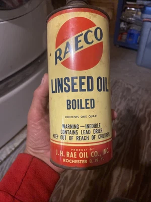 $20 • Buy 1950s RAECO LINSEED OIL CAN.  ROCHESTER NY. Original