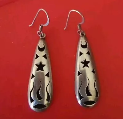 Vintage Sterling Silver Long Tear Drop Earrings- Wire- Signed Mexico 925 • $33