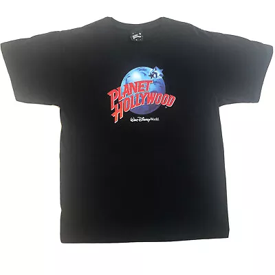 Vintage 1998 Walt Disney World Planet Hollywood Black T Shirt Adult Mens Large • $15