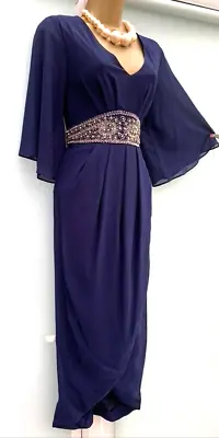 £10 • Buy Fab New Tfnc London Royal Blue Embellished Wrap Midi Dress 10-12 Wedding Party