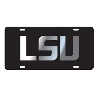 LSU Tigers Black Plate With Mirrored Vinyl License Plate / Tag • $12.49