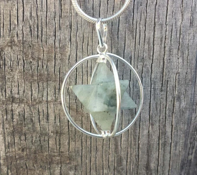 £9.10 • Buy Natural Labradorite Merkaba Pendant Gemstone Merkaba Star Spinning Pendant