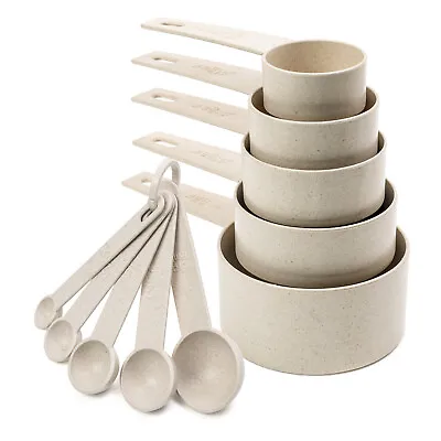 Beille 10 Piece Kitchen Measuring Cups Spoons Cooking Baking Set Wheat Straw • $11.99