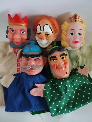 Vintage German Rubber Head Hand Puppets Lot Of 5 • $24