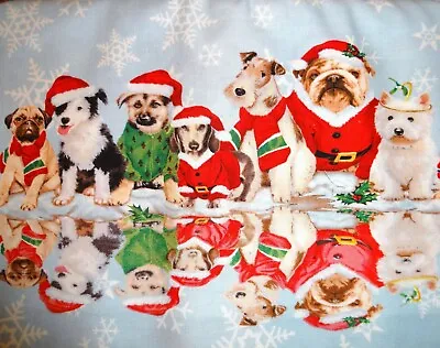 Christmas XMAS Dachshund Bull Dog Terrier Pug Dogs Cotton Quilt Fabric 1 3/4 YD • $20.99