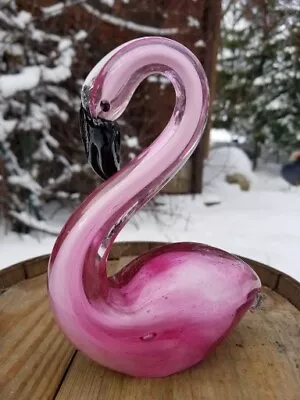 VTG Hand Blown Glass Pink Flamingo Figure Florida Everglades Exotic Bird Murano  • $29.99