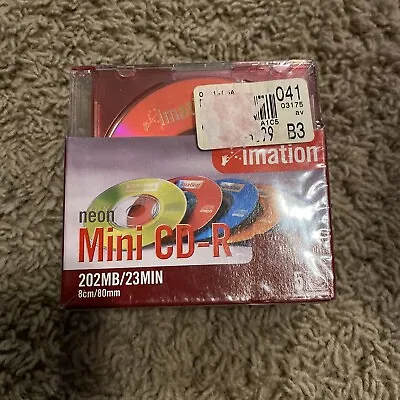 Imation Neon Mini CD-R 5 Pack (202MB/23Min) Fit 8cm/80mm CD Trays F1 • $11