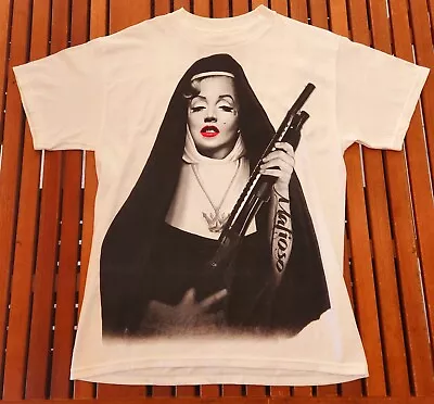 Mafioso Marilyn Sister Monroe T Shirt Gangstea Shot Gun Nun Tatoo Girl Low Rider • $11.49