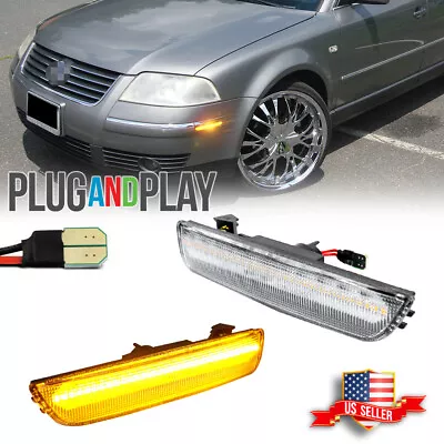 Clear Lens Amber LED Front Bumper Side Marker Light For 2001-2005 VW Passat B5.5 • $24.99