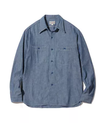 Buzz Rickson's Br25995 Blue Chambray Work Shirts Long Sleeve Made In Japan • $150