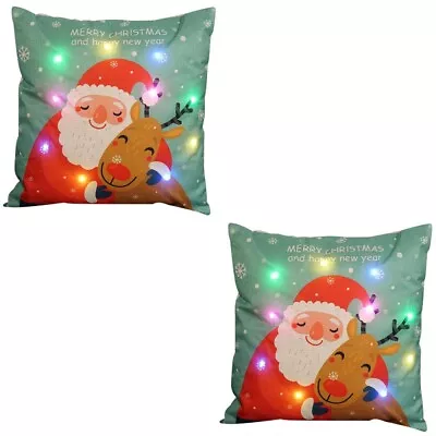 2 PCS Decorativos Christmas Pillow Case Covers Lights • £17.45