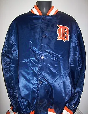 DETROIT TIGERS Satin Jacket Original STARTER Traditional 3X BLUE/ORANGE • $105.99