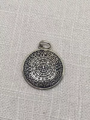 950 Silver Vintage Mayan Aztec Tribal Pendant Necklace Chain Sterling18”(28-26) • $25