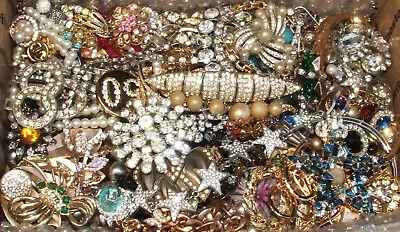 Vintage To Now Broken Jewelry Craft Lot Rhinestones Faux Pearls & More 2LBS • $51