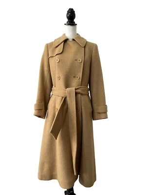 $157.45 • Buy Vintage Aquascutum Coat Size 10 Women’s Camel Hair Wool Double Breasted Belted