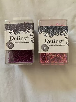 Lot Of 2 Delica By Miyuki Of Japan 11 Seed Beads Luminous Mix And Fuchsia • $37