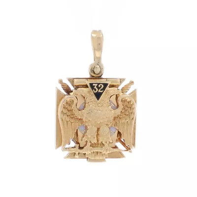 Yellow Gold Scottish Rite 32nd Degree Fob Pendant - 14k Masonic Knights Templar • $839.99