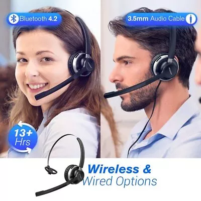 £19.99 • Buy NEW Trucker Bluetooth Headset Headphones Dual Mic Noise Cancelling For Skype PC