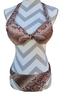 SALE! MOSSIMO SUPPLY CO. 2 Piece Snakeskin Print Swim Bikini Halter Tie Sz S/M • $11