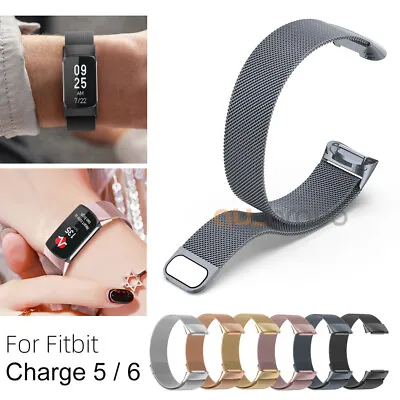 For Fitbit Charge 6 5 Watch Strap Milanese Stainless Steel Band Magnetic Loop OZ • $10.99