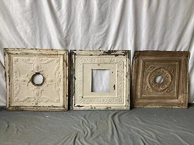 Lot Of 3 Antique Tin Ceiling  2' X 2' Shabby Tile 24  SQ Chic VTG Crafts 24-23A • $69