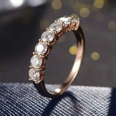 £73.92 • Buy 0.60Ct Round Diamond Half Eternity Women's Band Ring 14K Rose Gold Over Size J-T