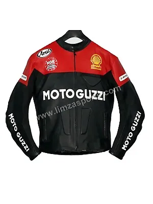 MotorbikeMotorcycle Moto Guzzi Leather Riding Jacket- Track Racing Jackets • $176.80