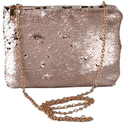 £13.49 • Buy Sequin Purse Clutch Bag Champagne Rose Gold Sparkly Sequins Evening Handbag Prom