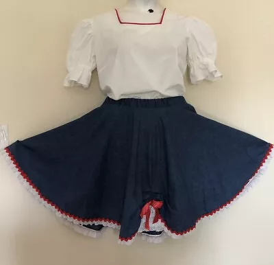 Vtg Square Dancing Outfit Full Circle Skirt Top Size Medium Red White & Blue • $22.85