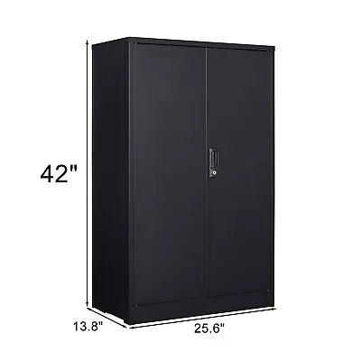 Metal Storage Cabinet With 2 Adjustable Shelves And 2 Locking Garage Cabinets US • $129.99